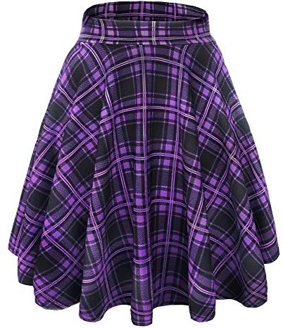 Women's Elegant Elastic Waist Flared A-line Midi Skirt Basic Uniform Pleated Skater Skirts