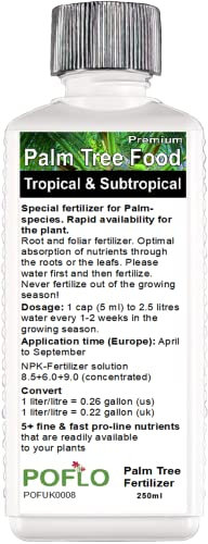 POFLO Palm Tree Liquid Fertilizer HighTech NPK, Root, Soil, Foliar, Fertiliser - Professional Plant Food (250ml)