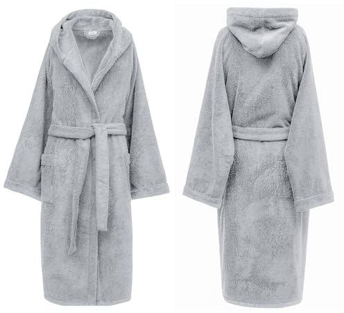 Dalfilo | Accappatoio Con Cappuccio | Taglia L | 100% Cotone | Colore Grigio