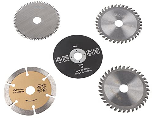 5 Stück 85 mm Hartmetall Sägeblatt, Innendurchmesser 15 mm Mini Hartmetall Kreissägeblatt für Schneidwerkzeug