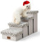 COZY KISS Haustiertreppe für Kleine Hunde mit Stauraum, Hundetreppe Faltbare für Bett Couch, Hunde Treppe Hunderampe mit Rutschfestem Boden, Lecksichere, Bis Zu 80kg, 33x84x45cm, 4 Stufen, Leopard