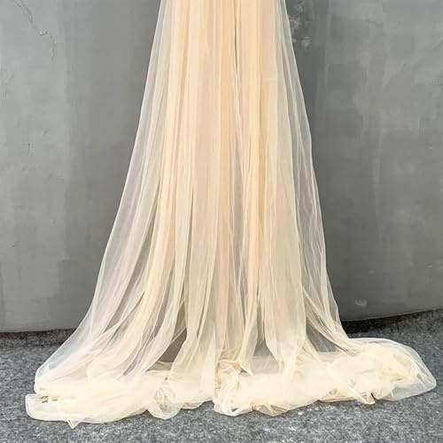 Tessuto in tulle per cucito, 5 m x 150 cm, in morbido tulle, al metro, tessuto decorativo per decorazioni, in tulle, per matrimoni, tende, abito in tulle, decorazione per cerimonie, champagne