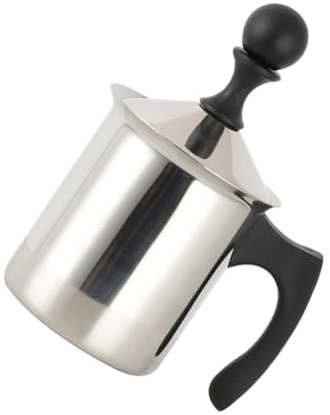 MOLUCKFU 400cc Milchaufschäumer Mit Doppeltem Sieb Und Ergonomischem Griff Manuell Für Latte Art Und Leicht Zu Reinigen Für Kaffeeliebhaber