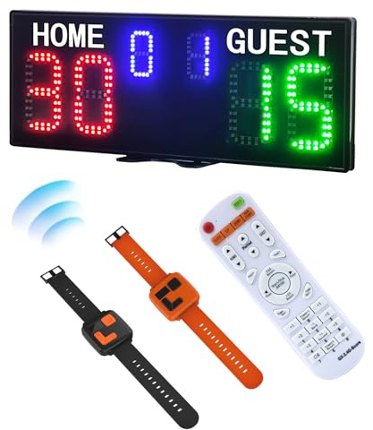 Ousmile Electronic Scoreboard, Portable Digital Scoreboard with Remote, Tennis Score and Normal Score, Basketbal Scoreboard with Wrist-Watches, Score Keeper for Ping Pong Football Baseball