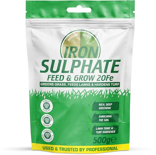 Iron Sulphate Powder Concentrate Pure Lawn Tonic Fertiliser Grass Greener Ferrous Sulphate of Iron Lawn Conditioner and Turf Hardener Dry Powder Soluble in Water by Pure Source Nutrition (500g)