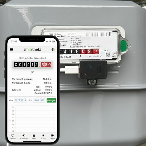 Lector de Gas Inteligente 5 Plug & Play en la aplicación de Red Inteligente para Contador de Gas RS Pietro Fiorentini/SAMGAS- WiFi con TASMOTA preinstalado | WiFi | HOMEASSISTANT MQTT | RS medidor de
