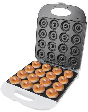 Mini Macchina per Ciambelle da 1400 W, Macchina per Ciambelle Elettriche Antiaderenti da 16 Fori, Controllo Intelligente della Temperatura, Riscaldamento a Doppio Lato Macchina