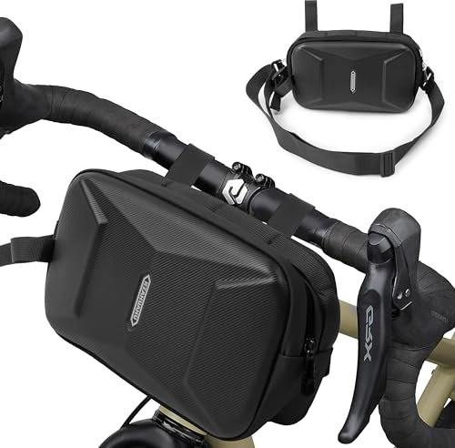 PANTIDE 3L Bike Handlebar Bags - Waterproof Bicycle Front Pouch for Road Racing and Mountain Bicycle Hard Shell Cycling Handlebar Bag with Shoulder Strap for Motorcycle Kick Scooters Folding Bike