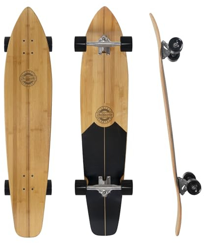 Nattork 44 Inch Cruiser Longboard Skateboard Complete Bamboo and Canadian Hard Maple for Commuting, Carving & Downhill Riding with T-Tool, Made for Adults, Teens and Kids