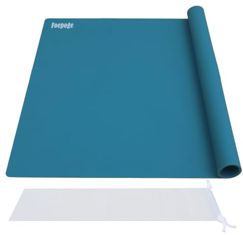 Foepoge Groß Malunterlage für Kinder: 71 x 51 cm Silikonmatte für Epoxidharz Handwerk - Bastelunterlage Silikon Bastelmatte für Basteln - Abwaschbar Platzset/Silikon Unterlage für Küche (MorandiBlau)