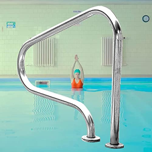 Poolräcke i rostfritt stål, enkel installation för nedgrävda pooler, 1,2 mm tjockt trappräcke med bottenplatta och kompletta tillbehör, säkert stöd för insteg