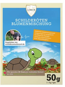 Linsor Schildkröten Blumenmischung, 50g für 17-50m², Futter-Mischung, Futterwiese für Landschildkröten