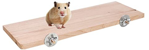 Plate-Forme en Bois Naturel pour Hamsters Oiseaux, Perche Siège Planche Support Plateau Stand Plateau Terrase Cage Accessoire pour Petit Animal Domestique, Hamster, Perroquet, Perruche, Hérisson