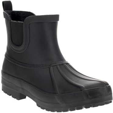 Chooka Ladies Chelsea Duck Rain Boot – Waterproof Rubber Boot, Lined Interior, Elastic Side Gore, Memory Foam Insole, Black, 9