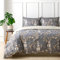 Tokokimo King Size Duvet Cover Sets Bedding Set Reversible, Gold Floral Duvet Cover Set with Pillow Cases, Gifts for Mom Sister Bedroom Decor (Flowers, Grey, Kingsize 230x220 cm)