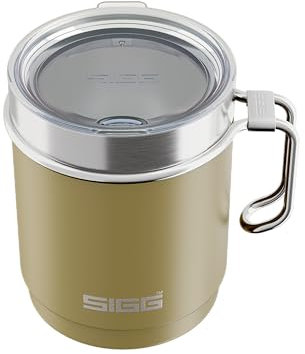 SIGG - Camp Thermobecher Travel Mug Sand - Mit Tritan-Deckel & Henkel - Spülmaschinenfest - BPA-frei - 18/8-Edelstahl - Camping & Wandern - Dunkel Beige - 0,36L