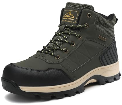 ARRIGO BELLO Walking Boots Mens Winter Snow Boots Hiking Warm Fur Ankle Trekking Leather Non-Slip Outdoor Boot Size 7-11UK (C-Green, Size 8)