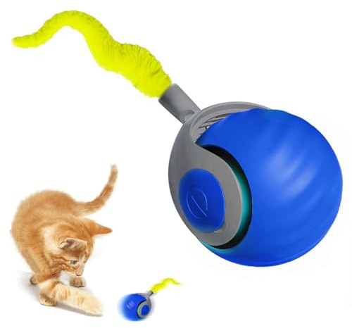 CHANCCI Speedy Tail 2.0 Jouet rechargeable USB, mode intelligent, balle auto-déplacement, jouets intérieurs (bleu)
