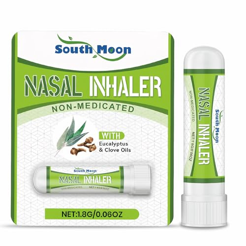 Stick nasal, inhalateur nasal d'aromathérapie à la menthe, huile d'eucalyptus, format voyage, tubes pour inhalateur d'huile, favorise la concentration et dégage les voies nasales.