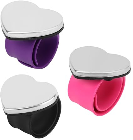3pcs Magnetic Pin Cushion Wristband, 3 Colors Wrist Sewing Pincushion Silicone Strap for Sewing Quilting Accessory Braiding Hair Styling and Crafting (Heart-Shaped)