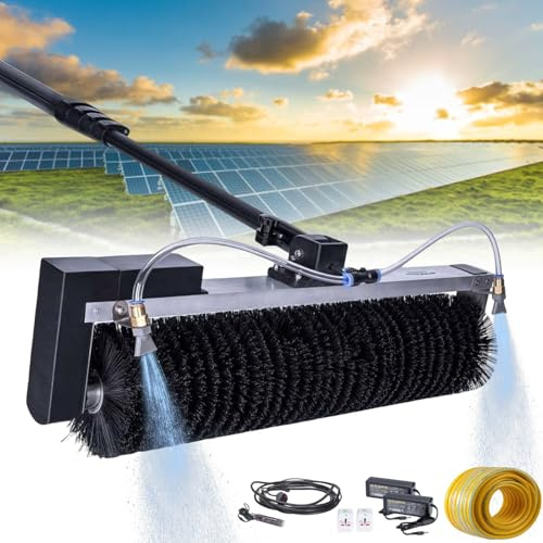 Himopuer Spazzola a Rullo per La Pulizia Solare a Spruzzo Automatico dell'Acqua,Manico Telescopico da 3,5-7,5M per Pannelli Fotovoltaici E Finestre,Spazzola Rotante Pulizia(5.5m/18ft)