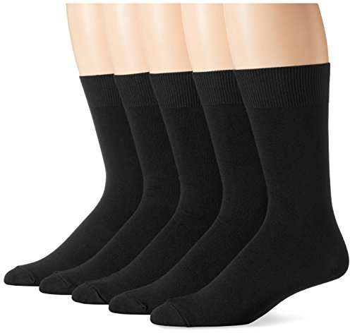 Amazon Essentials Chaussettes Habillées Unies Homme, 5 Paires, Noir, 46-48