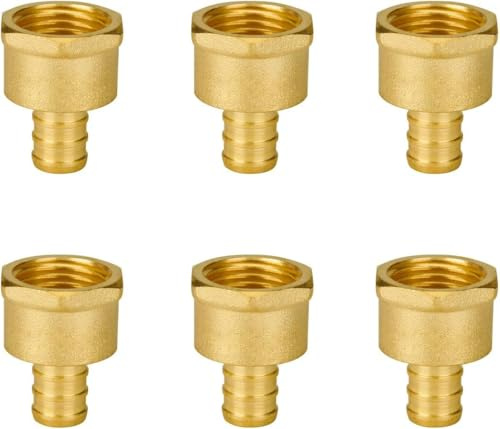 SUNGATOR 6-Pack 1/2 PEX to 1/2 Female NPT Brass Fittings, UPC Certified