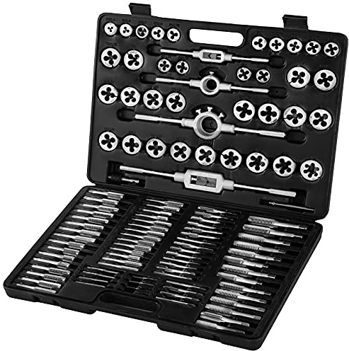 Husuper Machos de Roscar, 110 Piezas Juego de Machos y Terrajas M2-M18 Juego de Herramientas para Roscar Terrajas y Machos Juego de Cortar Tuercas y Machos de Aterrajar para Herramientas de Maquinaria