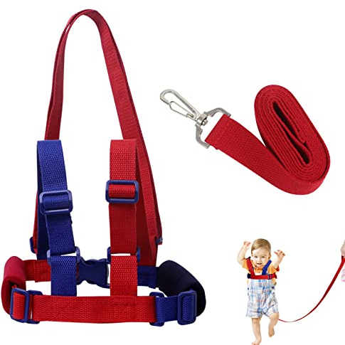 QOPAHI Baby Walking Harness and Safety Leash Anti-Lost, Baby Reins for Toddlers Boys & Girls, 2 in 1 Childrens Reins Child Rope Leash, Toddler Harness for Walking 1-3 Years