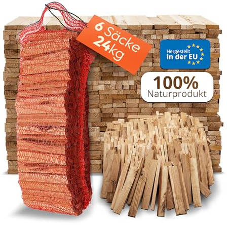 Aleko Parkett Premium Brennholz in verschiedenen Größen - Anzünder aus Eichenholz, Bio Kaminanzünder, für Grill, Kamin, Ofen - perfekter Grillanzünder, getrocknetes und unbehandeltes Anmachholz (24KG)