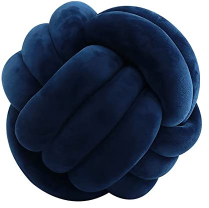 COITROZR Almohada de bola de nudo, almohada hecha a mano, almohada de bola anudada, cojín de nudo de felpa, almohada de nudo suave, lindas almohadas para cama, 20 cm, azul marino B