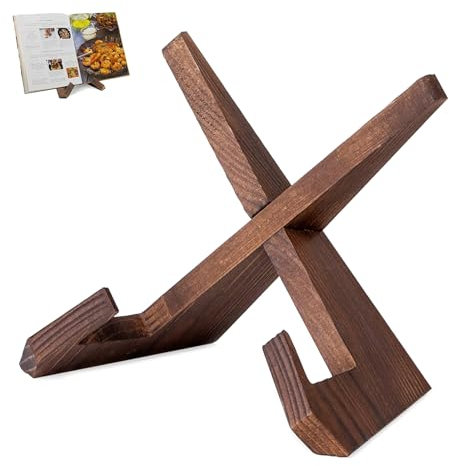 YunBey Buchständer aus Holz Tellerständer Kochbuchhalter Buchhalter Leseständer Faltbar Bilderständer zur Präsentation von Büchern Tellern Bilderrahmen Schallplatten