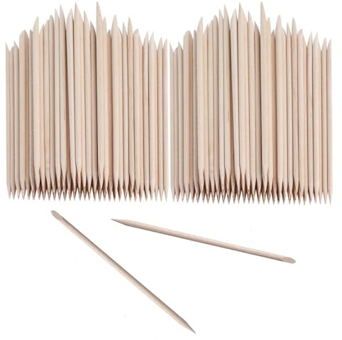 Baton de Cuticule,200 Pièces Bâtonnets en Bois Orange pour Manucure Bâtons en Bois à Deux Extrémités pour Repousser les Cuticules Outil de Pédicure à la Manucure