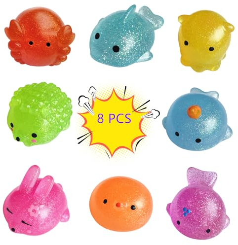 8 Stycken Jumbo Glittery Mochi Squishies, Squishy dekompression Leksaker, Barnfestfavoriter, Barnens Födelsedagspresenter, Klassbelöningar