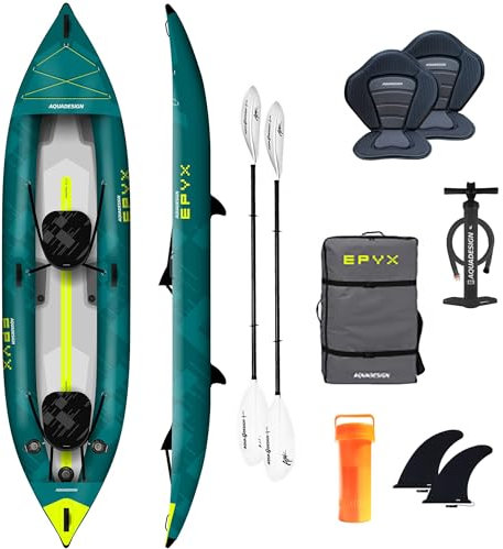 Campsup AQUADESIGN kajak aufblasbar | Inflatable 2 Personen Kayak EPYX 380 | 380x96x24 cm