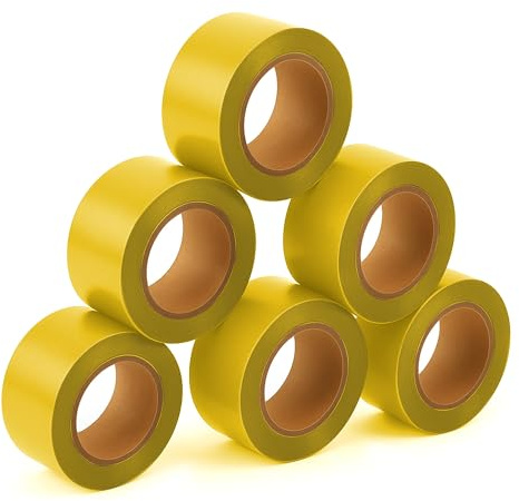 SINGHAL Confezione da 5 nastri per segnaletica giallo, 2,5 cm x 228,6 m di lunghezza, nastro altamente visibile per segnalazione e barricata, nastro non adesivo per tracciare e alberi