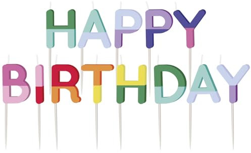 Folat 27788 Decorazione per compleanni e feste colorata - Candele - HAPPY BIRTHDAY - Stripetastic - Articoli per feste per bambini e adulti
