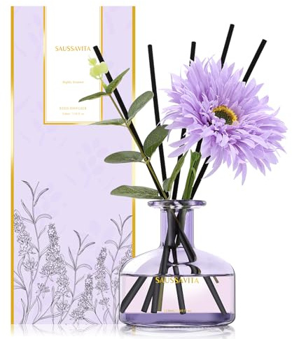 Diffuseur de Parfum Maison, Lavende Reed Diffuseur 210ML avec 7 Bâtonnets Diffuseur de Parfum, Reed Diffuseur pour Salle de Bain Étagère Décoration