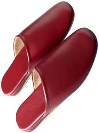 Pantuflas De Cuero Premium Sin Cordones Para Mujer, Zapatillas De Casa,zapatilla Planas De Hotel Con Suela Oxford Antideslizante Zapatillas De Dormitorio Para Primavera Y Otoño(Rosso,EUR39-40)