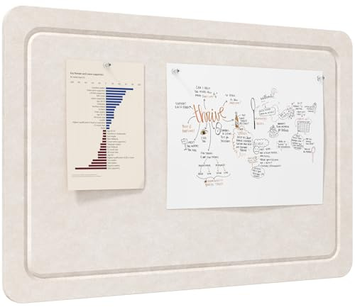 Lifewit Tableau en feutre décoratif pliable et adhésif, 57 x 37,5 cm, alternative au liège, idéal pour les notes et l'affichage mural au bureau, 20 punaises incluses, Beige Avòine