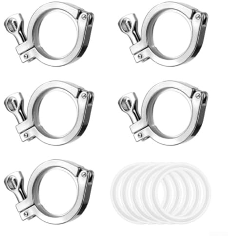 5 pezzi Morsetto a perno singolo da 5 cm in acciaio inossidabile 304 con guarnizioni in silicone per connessioni per industria alimentare e bevande
