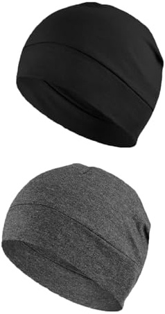 2 Pièces Bonnet Homme Femme, Bonnet de Cyclisme sous Casque Jersey Slouch Bonnets de Cyclisme Chapeaux Helmet sous Casque Skull Cap Bonnets Running Cyclismes Léger Coton Casques Liner Chapeaux
