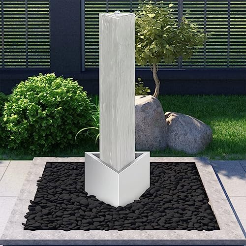 Generico Fontana da Giardino Argento 37,7x32,6x110 cm in Acciaio Inox,Casa e Giardino,Arredo,Fontane e laghetti,Fontane e cascate ornamentali-48094