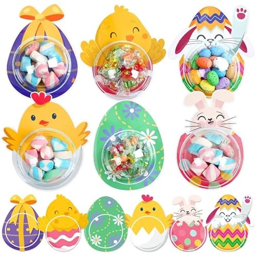 MOUNTCLIM 30-Pack Easter Cards for Kids, Fillable Plastic Egg Gift Cards with Bunny, Chick Egg Designs Fillable Candy Holder Card for Classroom Exchange Party Favors(15.0 cm X 12 cmX 1.0 cm)