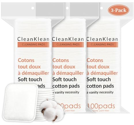 Premium Pure Cotton Pads 300 Count, Soft & Lint-Free Upgraded Edge Stitching Design Cotton Rounds for Face, Unique Three-Layer Structure, Ultra-Absorbent Makeup Remover Pads for All Skin Types