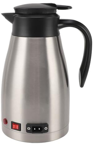 Acouto Hervidor Eléctrico Hervidor Portátil para Camión de Viaje, Calentador de Agua de Acero Inoxidable de 1300 Ml con Aislamiento de Doble Capa para Automóviles, Sedanes, Vehículos Comerciales, 12
