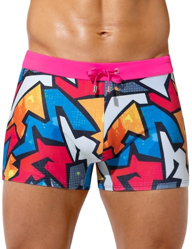 Casey Kevin Maillot de Bain Homme Boxer Short de Bain Moulants Imprimés | Homme Boxer Piscine à Séchage Rapide avec Cordon de Serrage Réglable, S-XXL