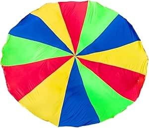 3m Rainbow Play Parachute for Kids, Teamwork Game Parachute Toy with Handles, Outdoor Group Activity Parachute for Nursery School & Parent-Child Games