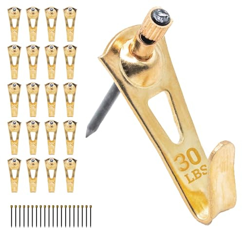 PHS - Professional Plaster Wall Picture Hangers 30 lbs - 25 Pack - Heavy Duty Picture Hooks for Drywall - Frame Hanging Hardware - Art Hooks for Wall - Secure Picture Hanging Kit