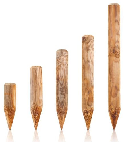 BooGardi Palizzate di legno in 39 misure · Ø 8 cm lunghezza: 40 cm · pali di legno impregnati · paletti rotondi · palizzata da giardino per bordi o prato